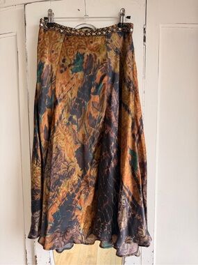 Mes Demoiselles Multicolor A-Line Printed Satin Skirt